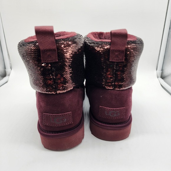 UGG Classic Mini Mirror Ball Sequin Ankle Boots Grape Purple Womens US 8 NWOT - Picture 3 of 8